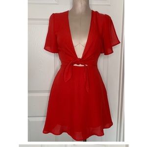 Lulu's Tie Front Mini Red Dress Sz Small